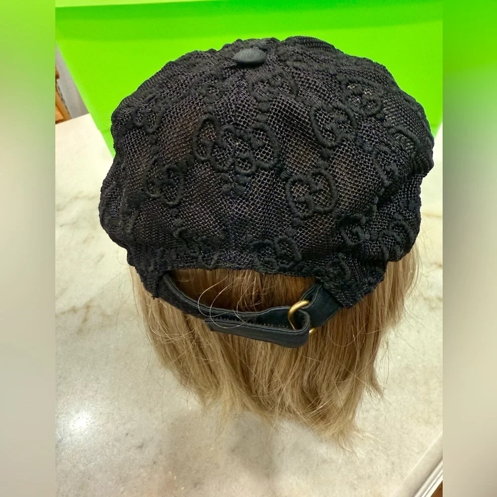 Gucci Black Lace Mesh Baseball Hat Size XL